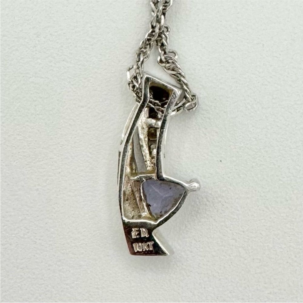 10K Two Tone White Gold Diamond & Tanzanite Ring & Pendant Set .04 ctw 3.6 - Picture 11 of 12